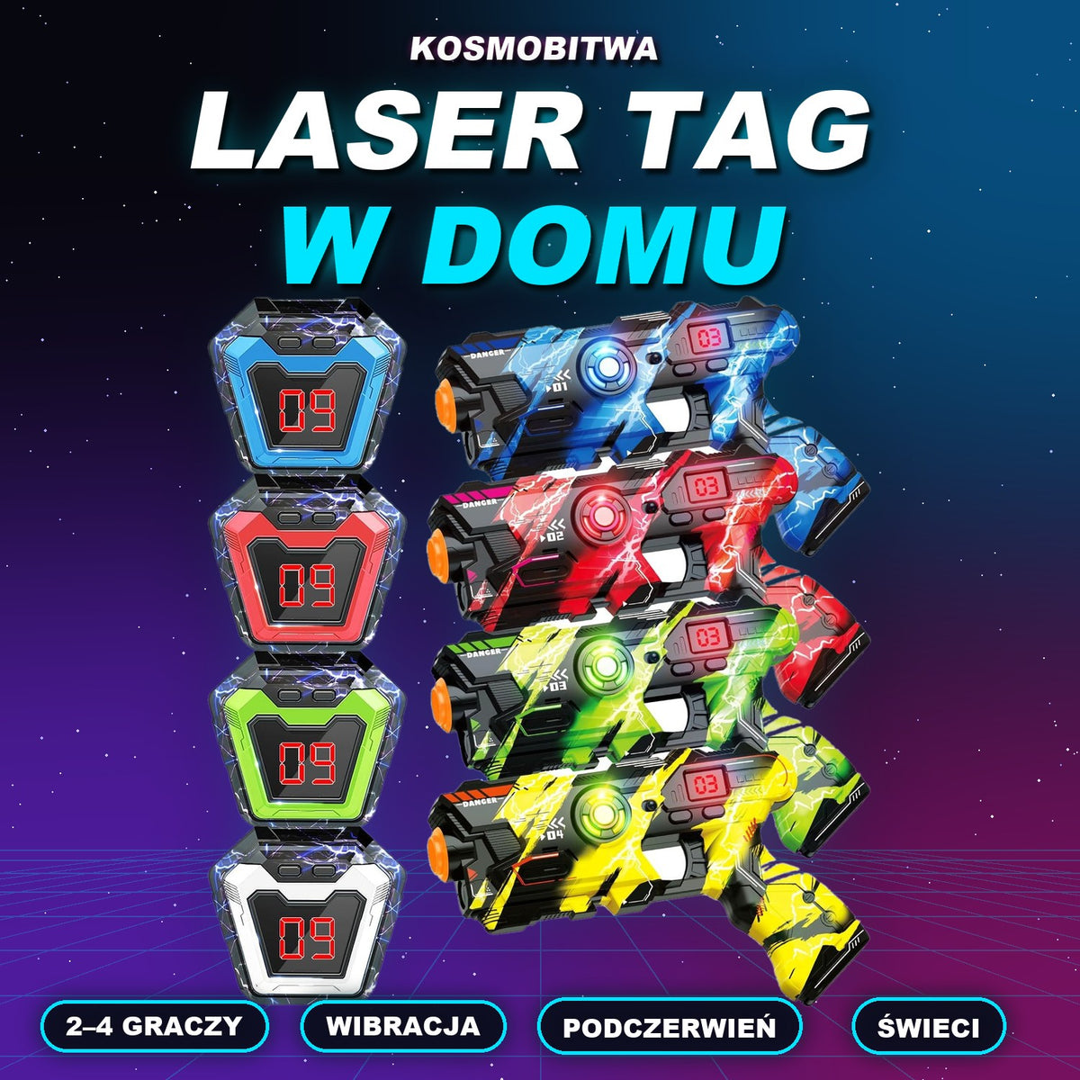 Kosmobitwa Laser Tag – zestaw dla rodziny